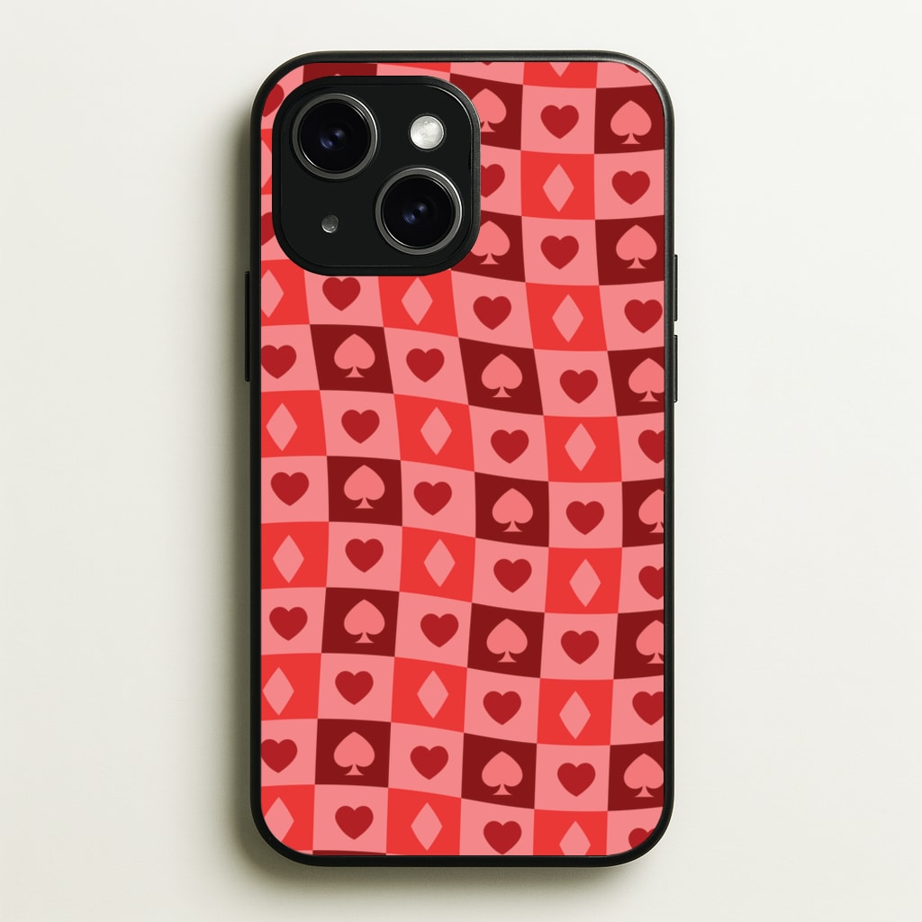 Card Suits Pattern Red - Clean Girl Aesthetic Phone Case for iPhone 15 Plus