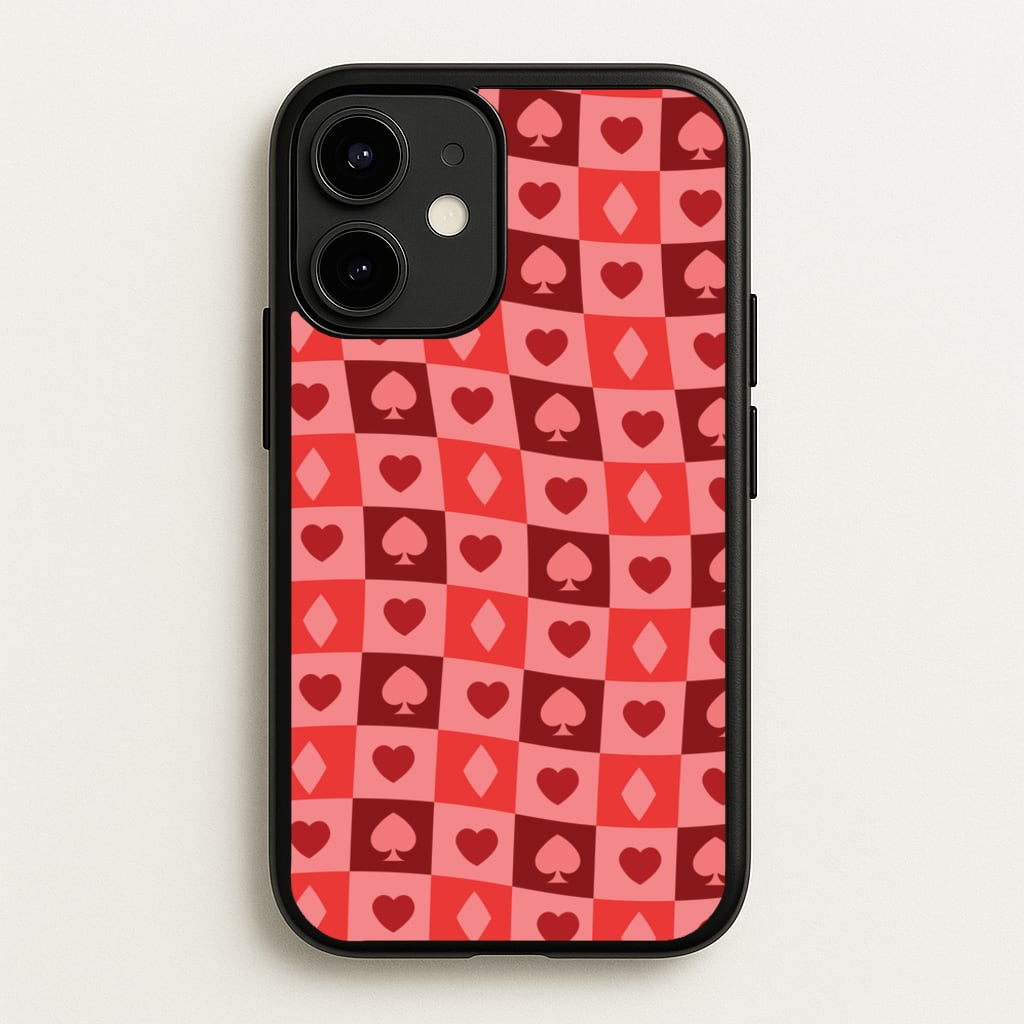 Card Suits Pattern Red - Clean Girl Aesthetic Phone Case for iPhone 12 / 12 Pro