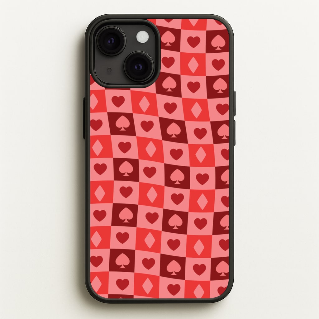 Card Suits Pattern Red - Clean Girl Aesthetic Phone Case for iPhone 13