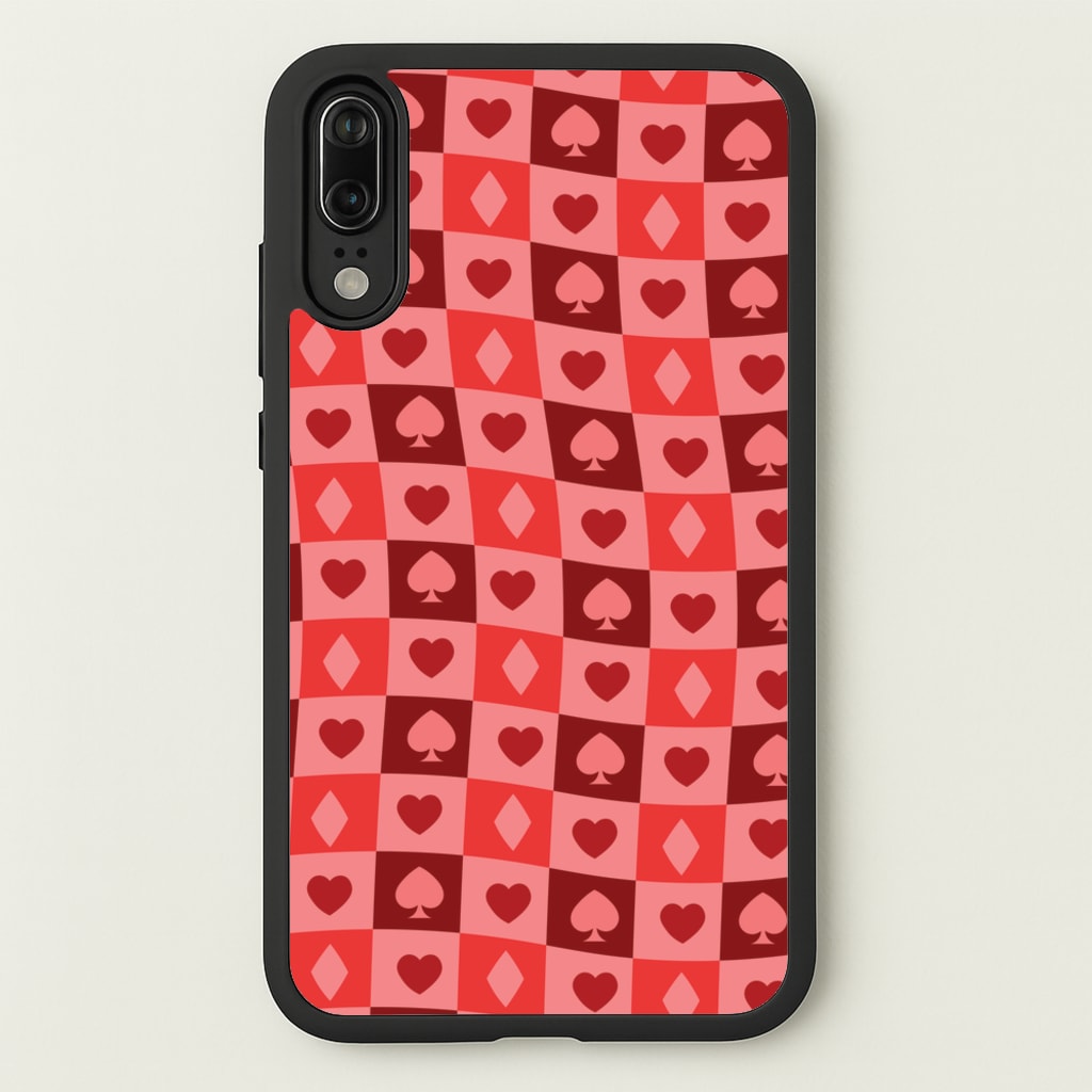 Card Suits Pattern Red - Clean Girl Aesthetic Phone Case for Huawei P20