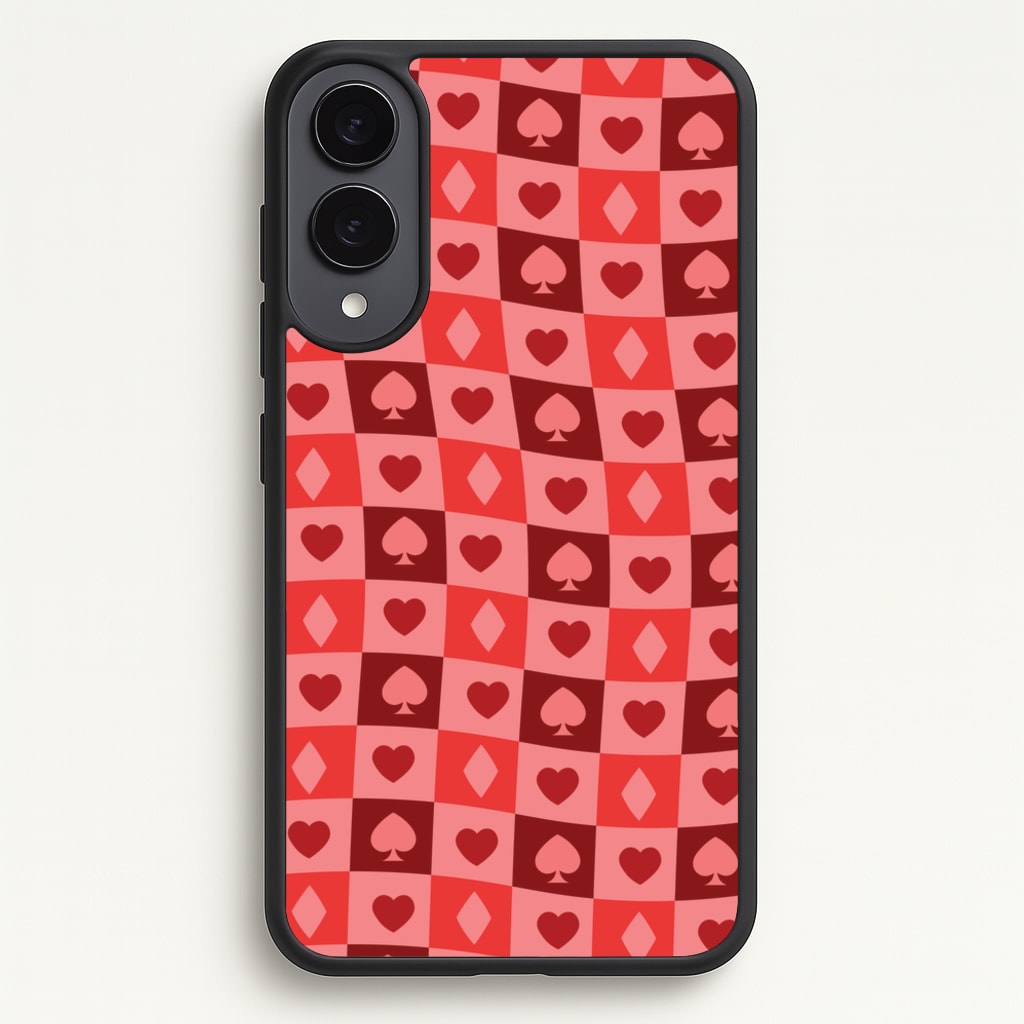 Card Suits Pattern Red - Clean Girl Aesthetic Phone Case for Galaxy S25 Edge
