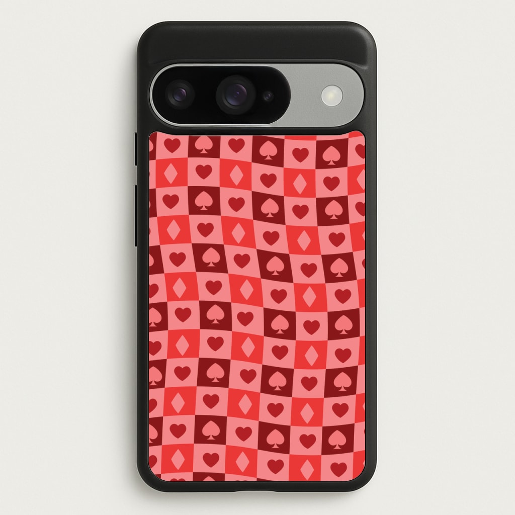 Card Suits Pattern Red Phone Case for Google Pixel 10 / 10 Pro