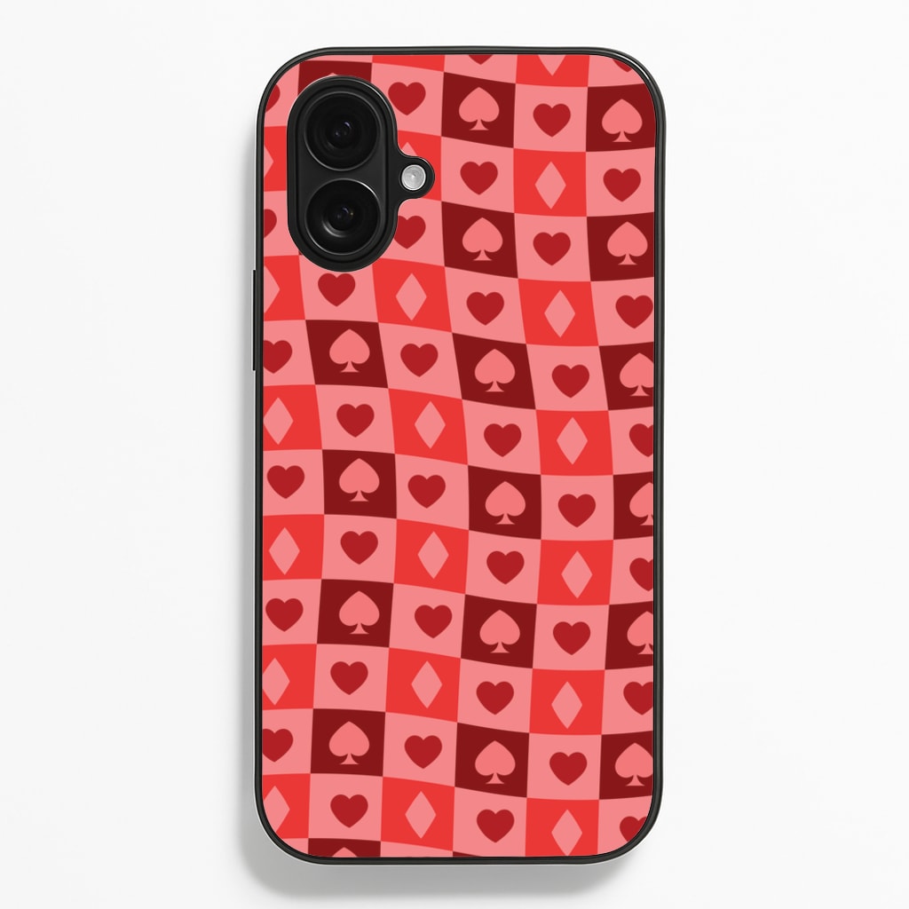 Card Suits Pattern Red - Clean Girl Aesthetic Phone Case for iPhone 16 Plus
