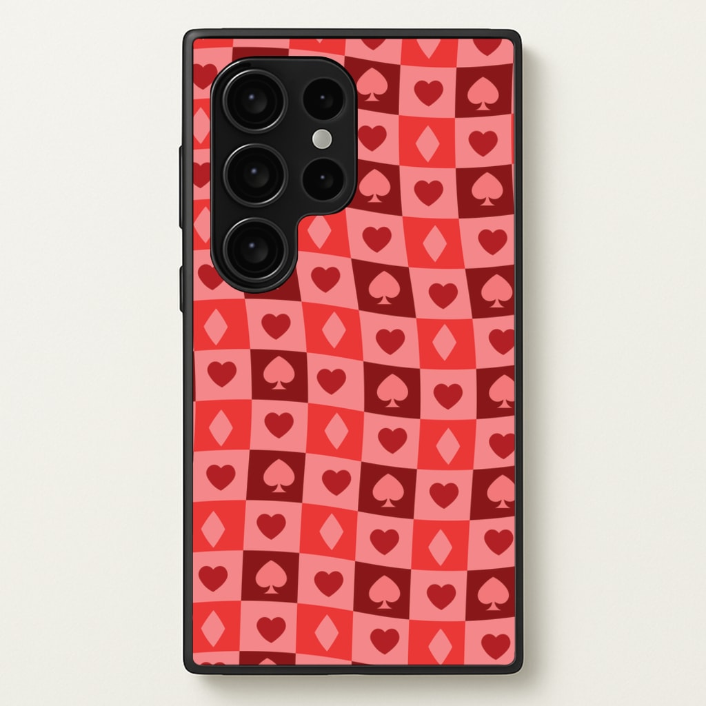 Card Suits Pattern Red - Clean Girl Aesthetic Phone Case for Galaxy S24 Ultra