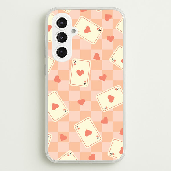 Cute Playing Cards And Hearts Pattern - Clean Girl Aesthetic Phone Case for Galaxy S23FE