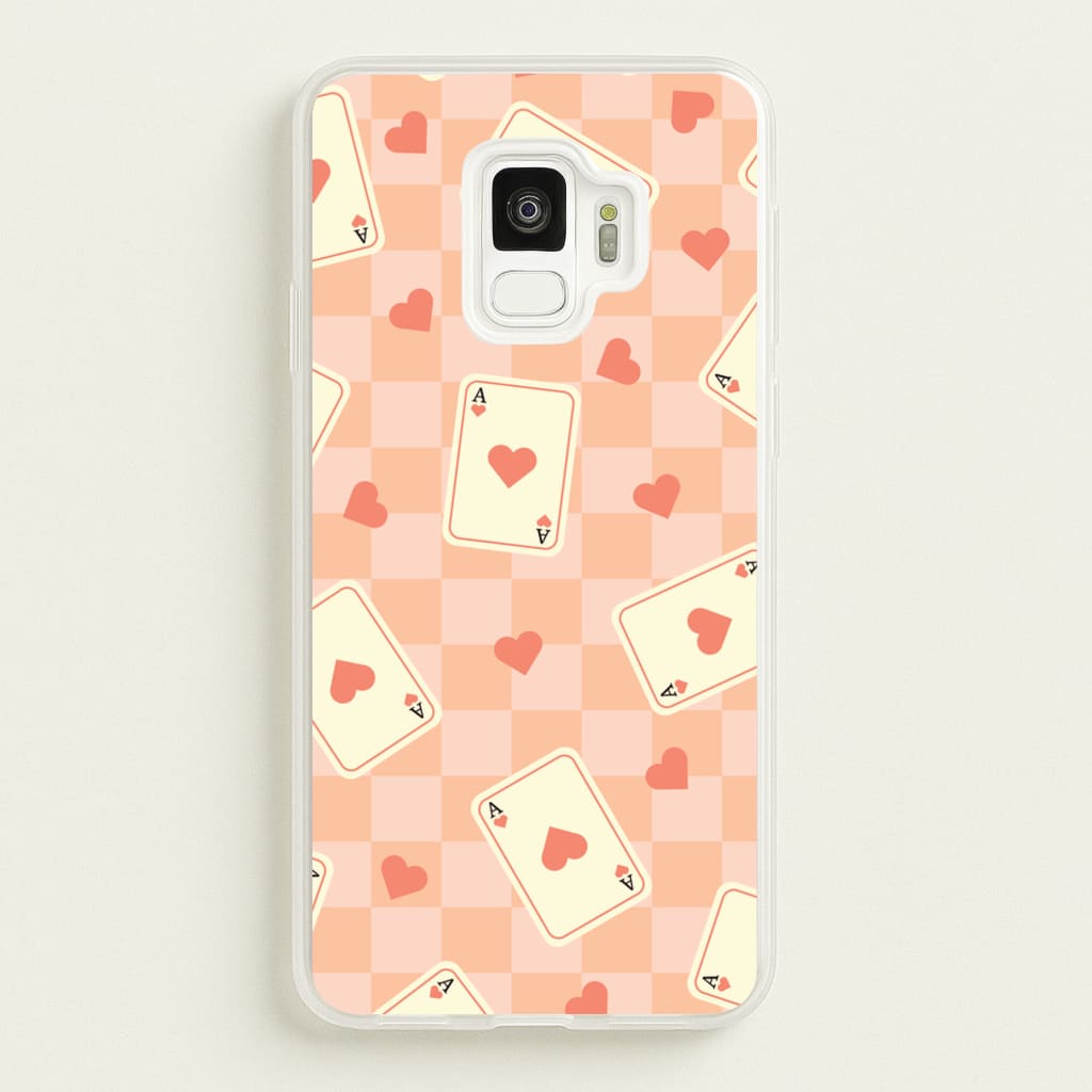 Cute Playing Cards And Hearts Pattern - Clean Girl Aesthetic Phone Case for Galaxy S9