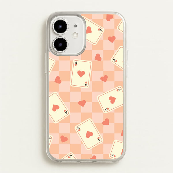 Cute Playing Cards And Hearts Pattern - Clean Girl Aesthetic Phone Case for iPhone 12 / 12 Pro