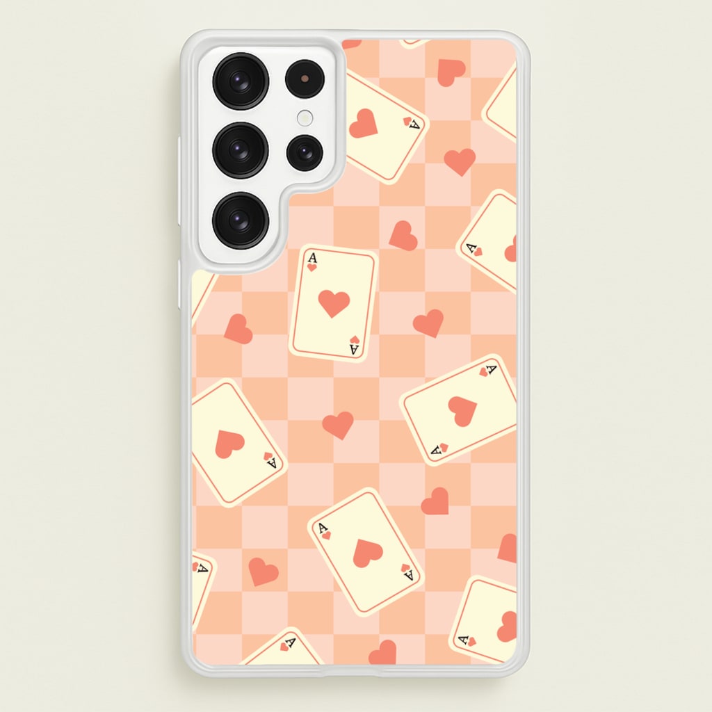 Cute Playing Cards And Hearts Pattern - Clean Girl Aesthetic Phone Case for Galaxy S23 Ultra