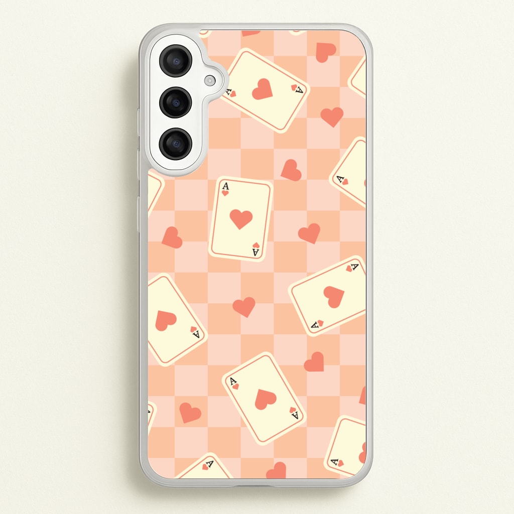 Cute Playing Cards And Hearts Pattern - Clean Girl Aesthetic Phone Case for Galaxy A34