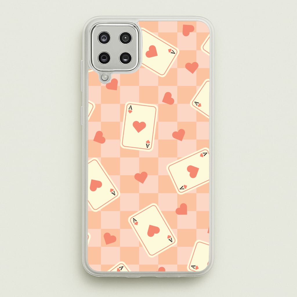 Cute Playing Cards And Hearts Pattern - Clean Girl Aesthetic Phone Case for Galaxy A12