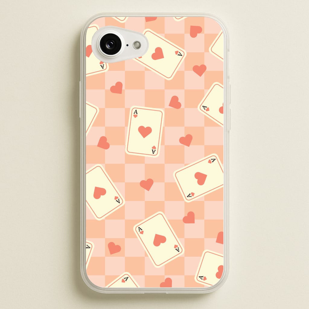 Cute Playing Cards And Hearts Pattern - Clean Girl Aesthetic Phone Case for iPhone 16e
