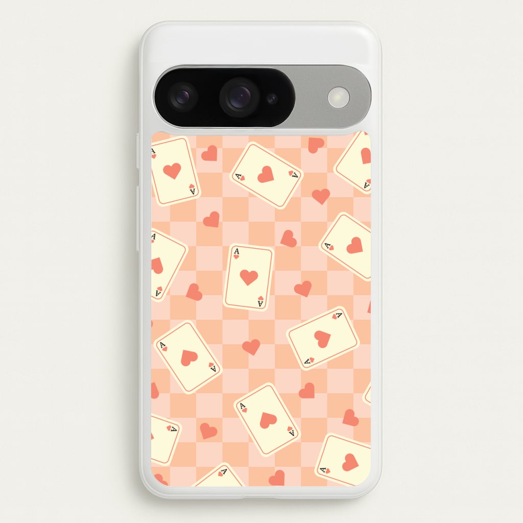 Cute Playing Cards And Hearts Pattern Phone Case for Google Pixel 10 / 10 Pro