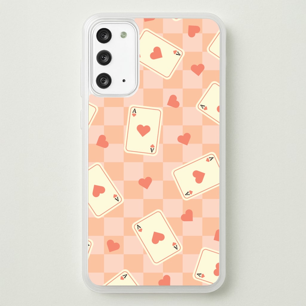 Cute Playing Cards And Hearts Pattern - Clean Girl Aesthetic Phone Case for Galaxy Note 20