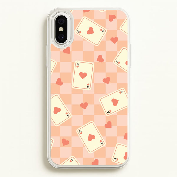 Cute Playing Cards And Hearts Pattern - Clean Girl Aesthetic Phone Case for iPhone XS Max