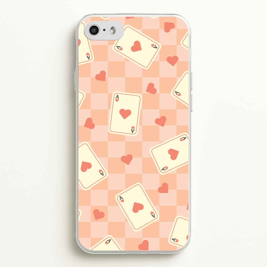 Cute Playing Cards And Hearts Pattern - Clean Girl Aesthetic Phone Case for iPhone 5 / 5s / SE 2016