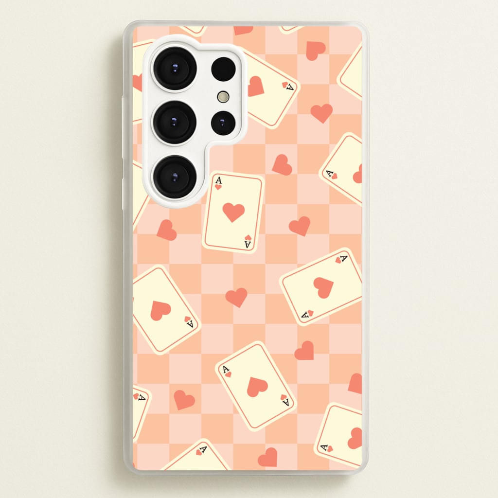Cute Playing Cards And Hearts Pattern - Clean Girl Aesthetic Phone Case for Galaxy S25 Ultra