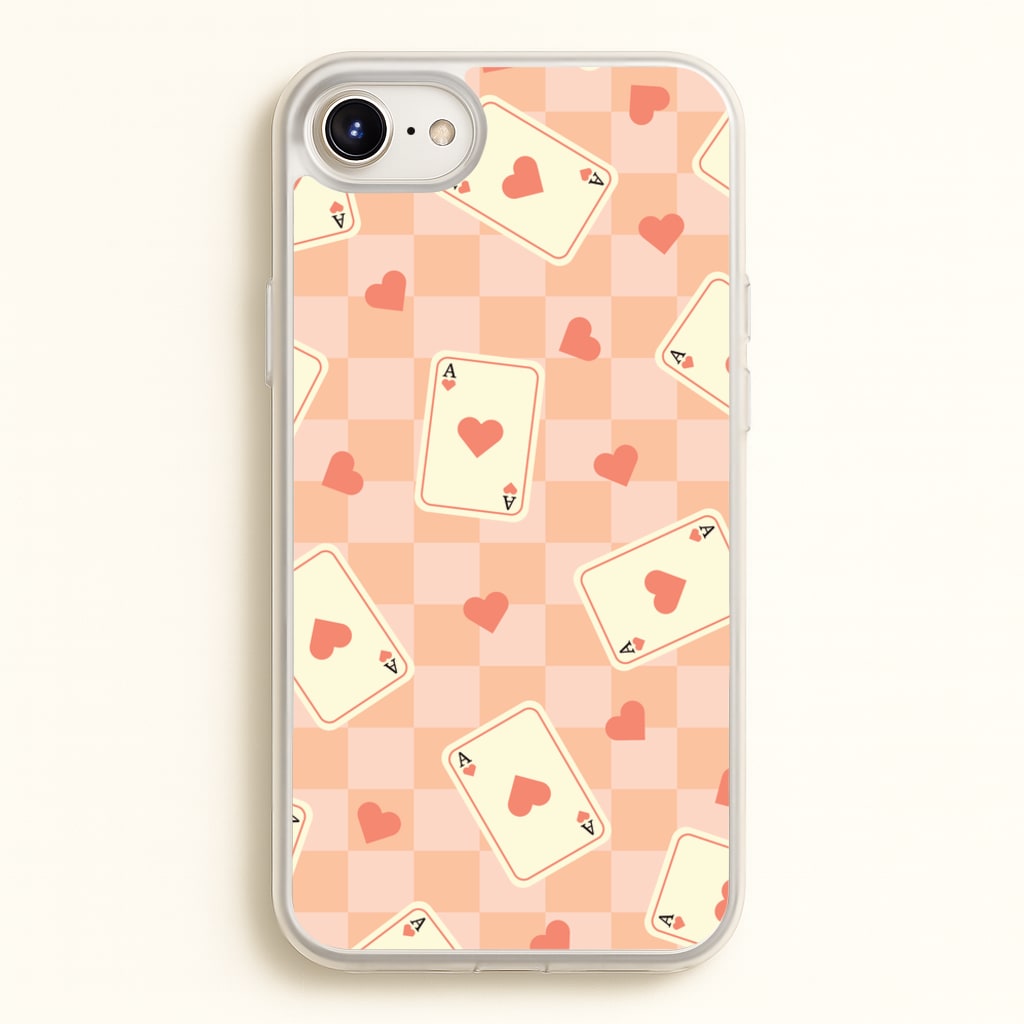 Cute Playing Cards And Hearts Pattern - Clean Girl Aesthetic Phone Case for iPhone 6 / 7 / 8 / SE