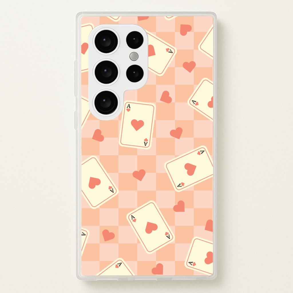 Cute Playing Cards And Hearts Pattern - Clean Girl Aesthetic Phone Case for Galaxy S24 Ultra