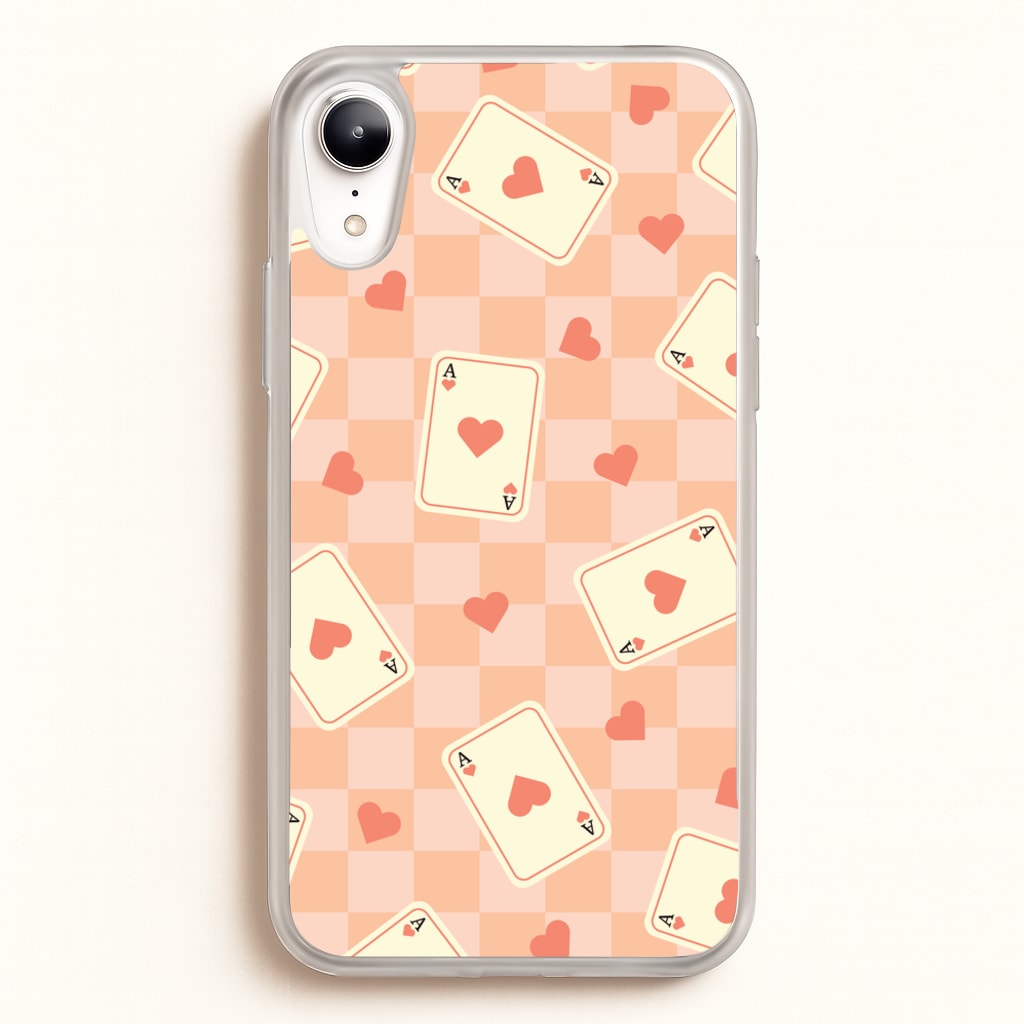 Cute Playing Cards And Hearts Pattern - Clean Girl Aesthetic Phone Case for iPhone XR