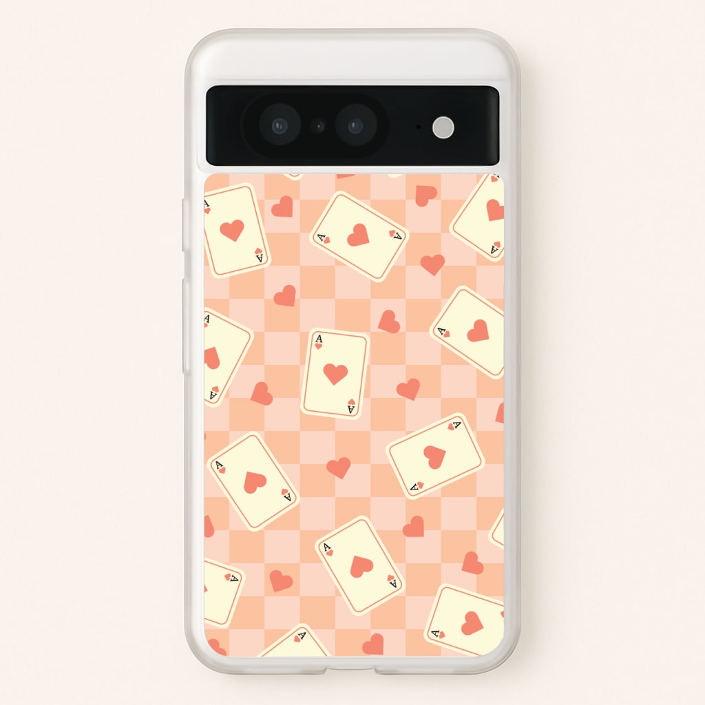 Cute Playing Cards And Hearts Pattern - Clean Girl Aesthetic Phone Case for Google Pixel 8