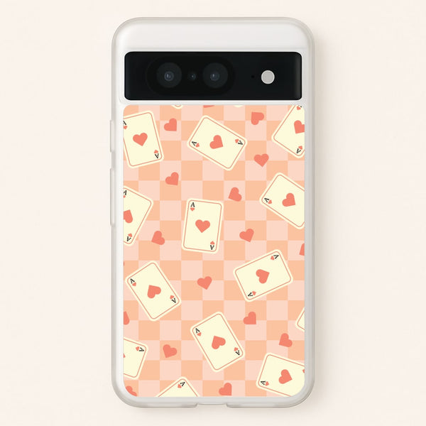 Cute Playing Cards And Hearts Pattern - Clean Girl Aesthetic Phone Case for Google Pixel 8