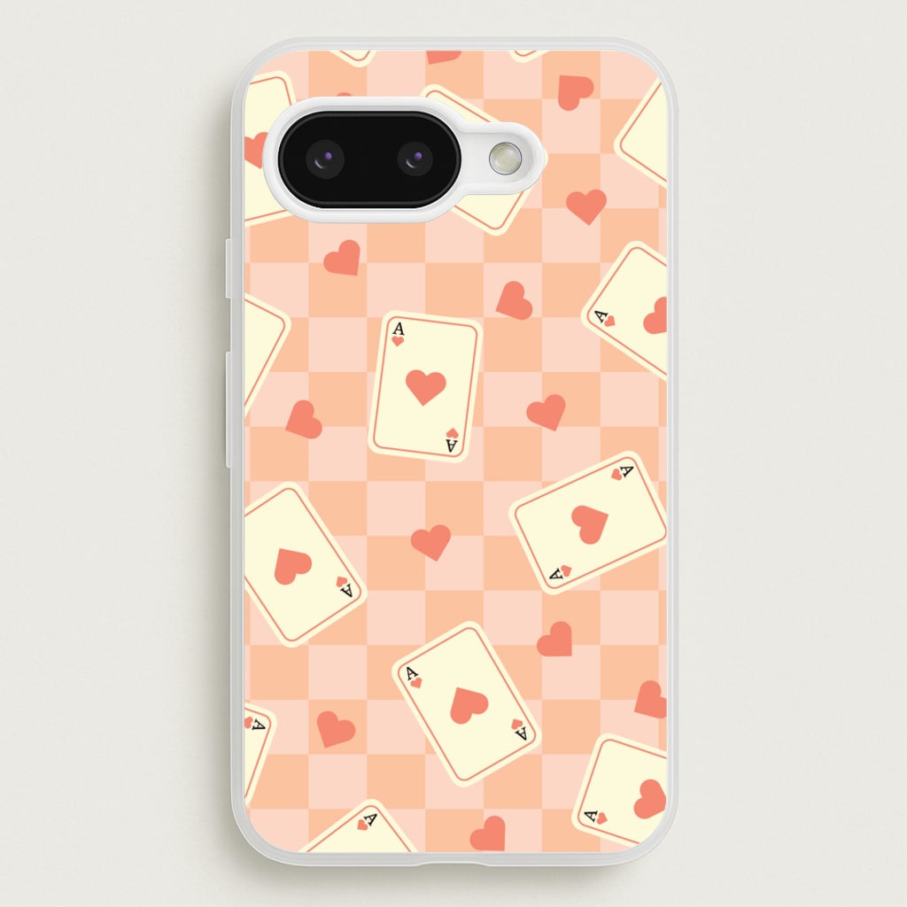 Cute Playing Cards And Hearts Pattern - Clean Girl Aesthetic Phone Case for Google Pixel 9a