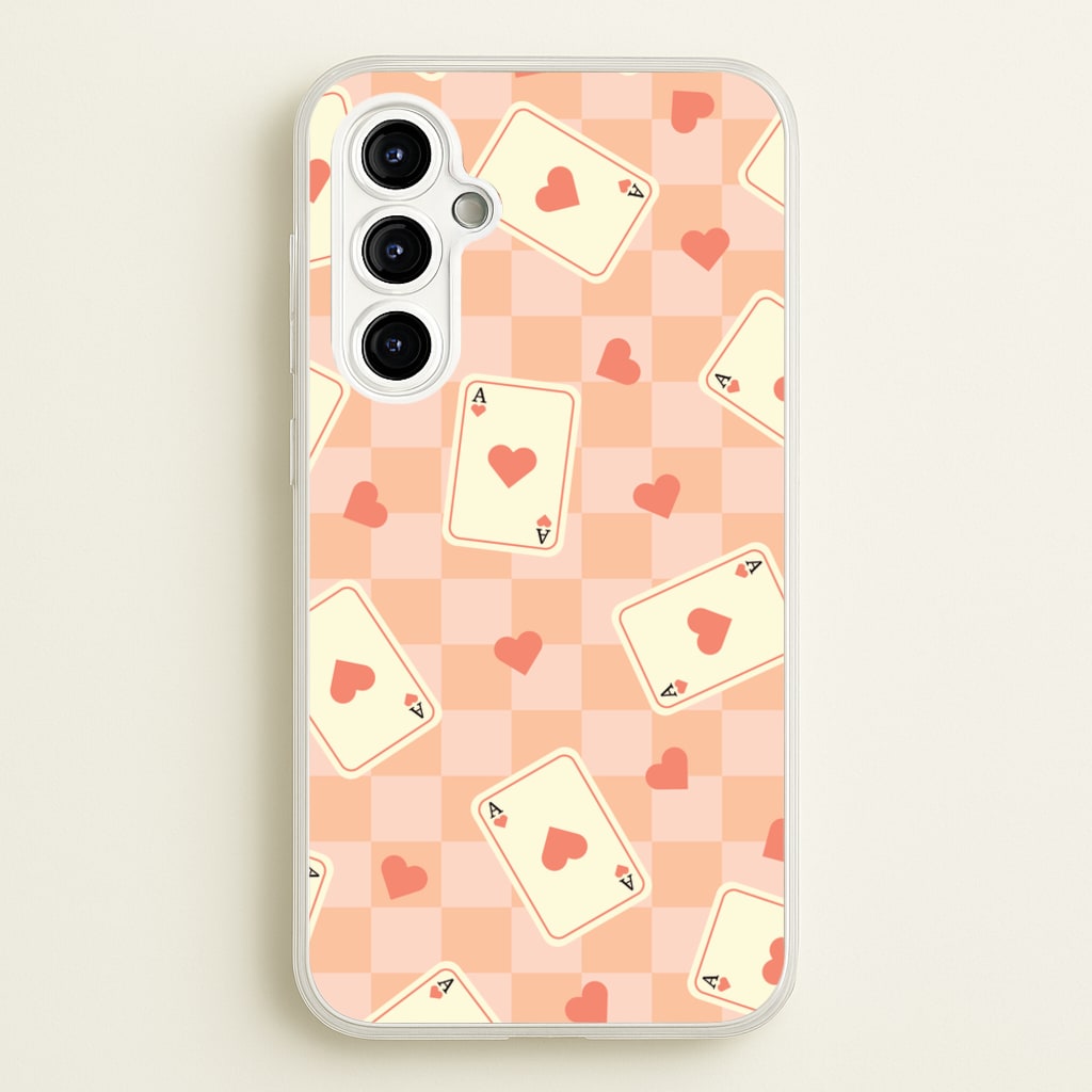 Cute Playing Cards And Hearts Pattern - Clean Girl Aesthetic Phone Case for Galaxy A54
