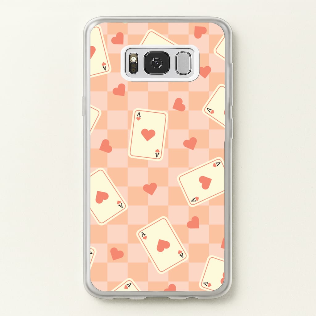 Cute Playing Cards And Hearts Pattern - Clean Girl Aesthetic Phone Case for Galaxy S8
