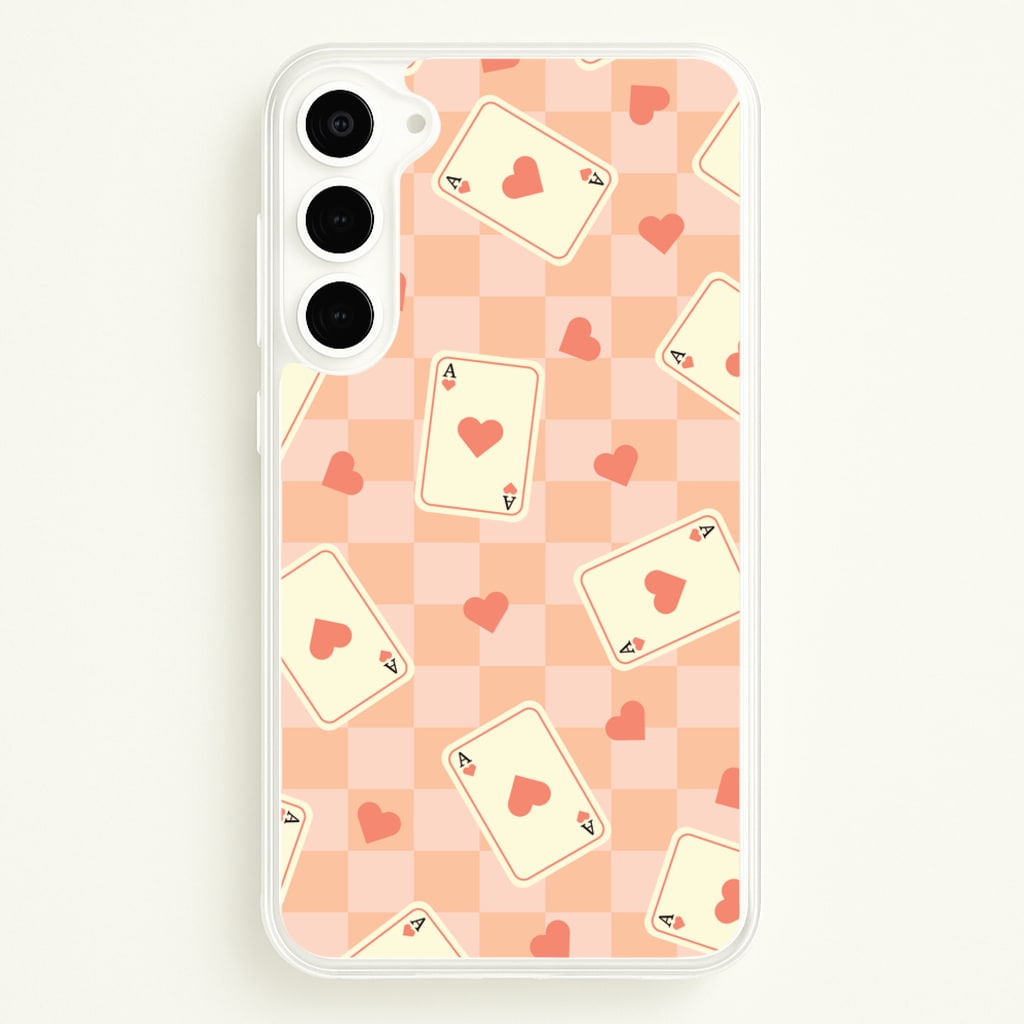 Cute Playing Cards And Hearts Pattern - Clean Girl Aesthetic Phone Case for Galaxy S23 Plus