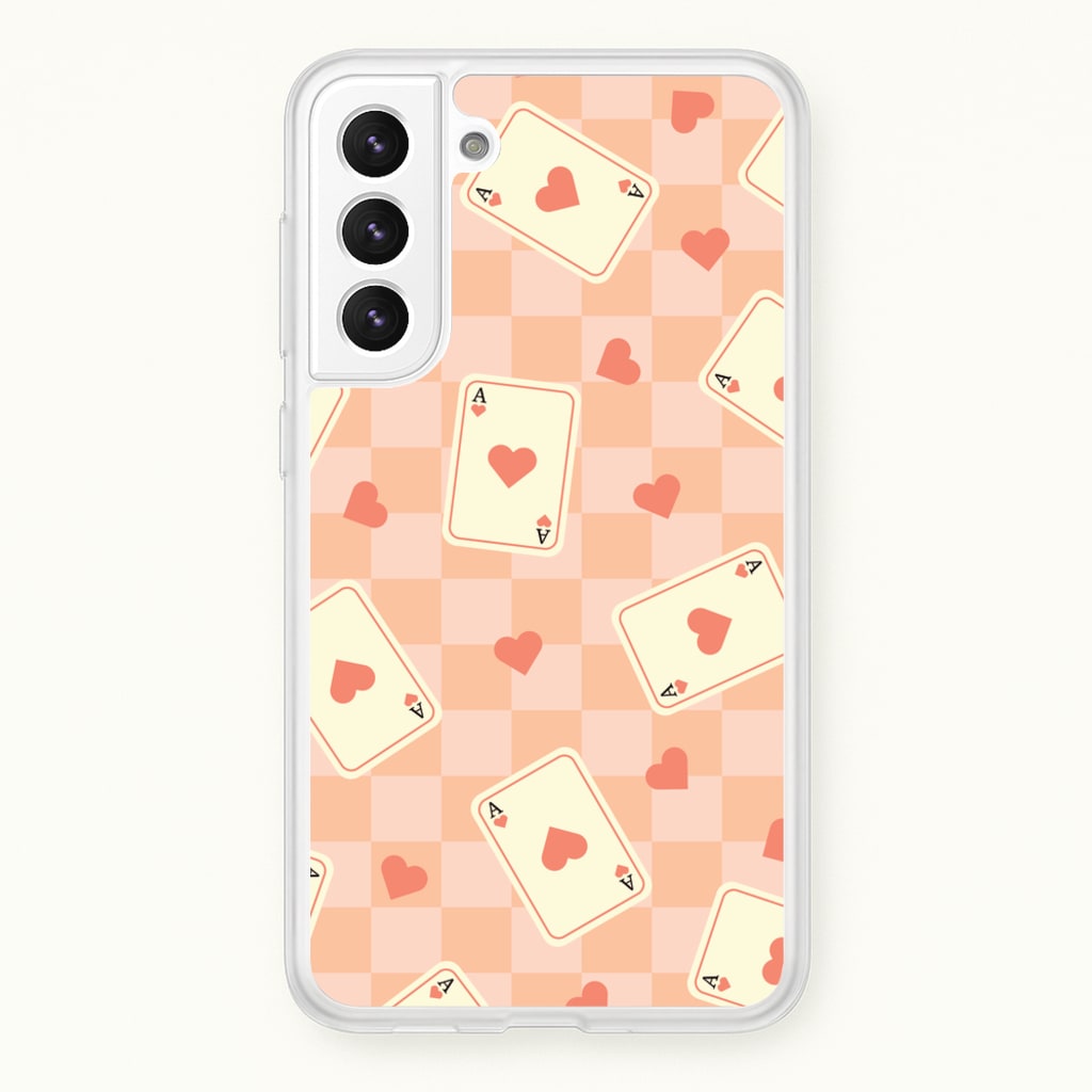 Cute Playing Cards And Hearts Pattern - Clean Girl Aesthetic Phone Case for Galaxy S21FE