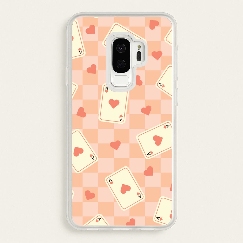 Cute Playing Cards And Hearts Pattern - Clean Girl Aesthetic Phone Case for Galaxy S9 Plus