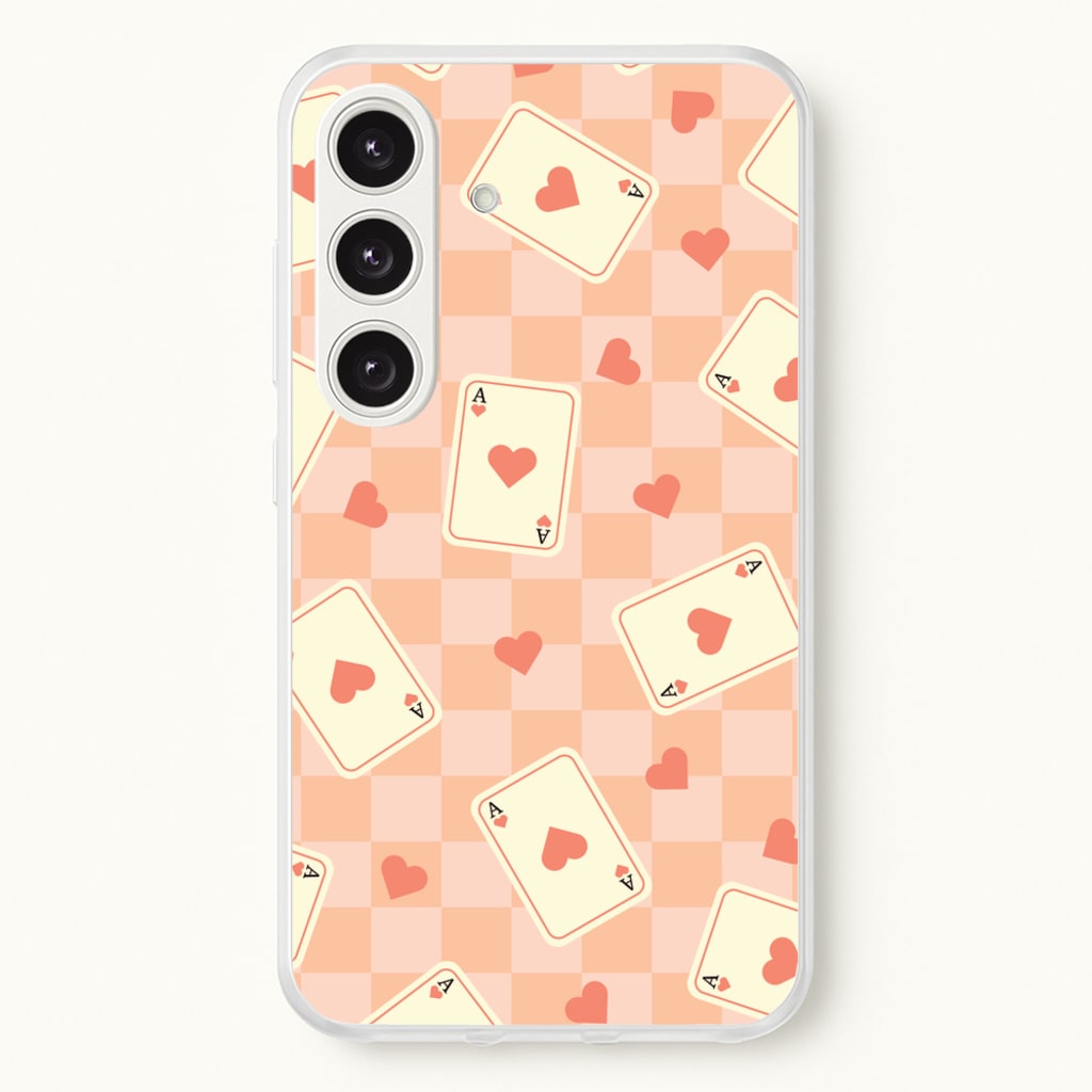 Cute Playing Cards And Hearts Pattern - Clean Girl Aesthetic Phone Case for Galaxy S25