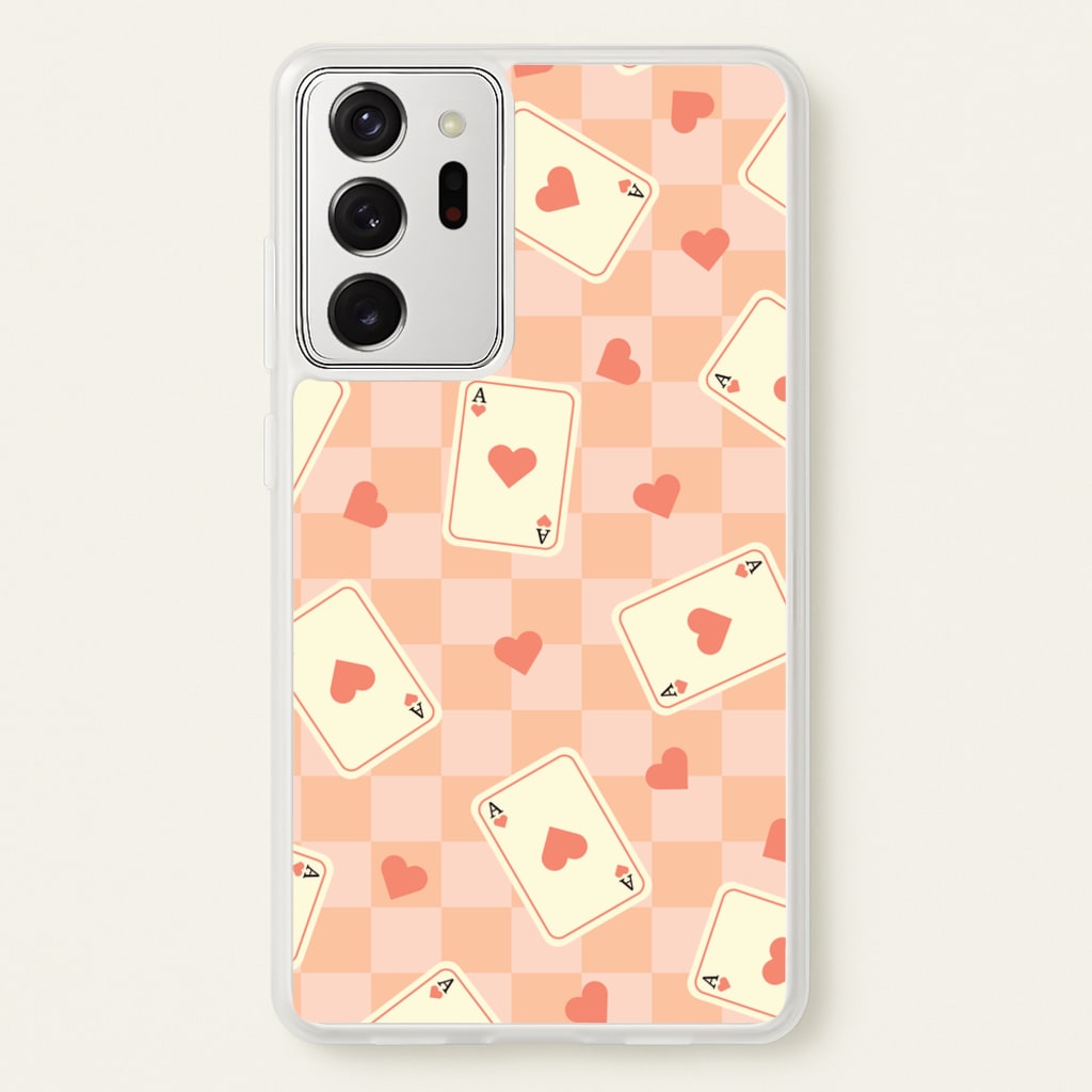 Cute Playing Cards And Hearts Pattern - Clean Girl Aesthetic Phone Case for Galaxy Note 20 Ultra