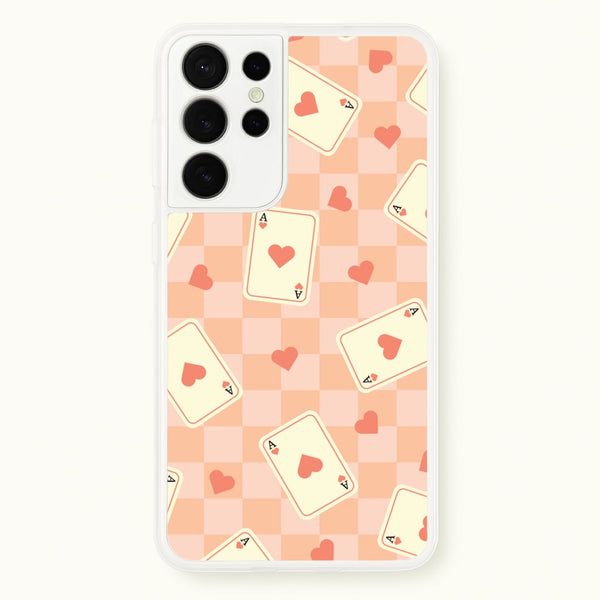 Cute Playing Cards And Hearts Pattern - Clean Girl Aesthetic Phone Case for Galaxy S21 Ultra