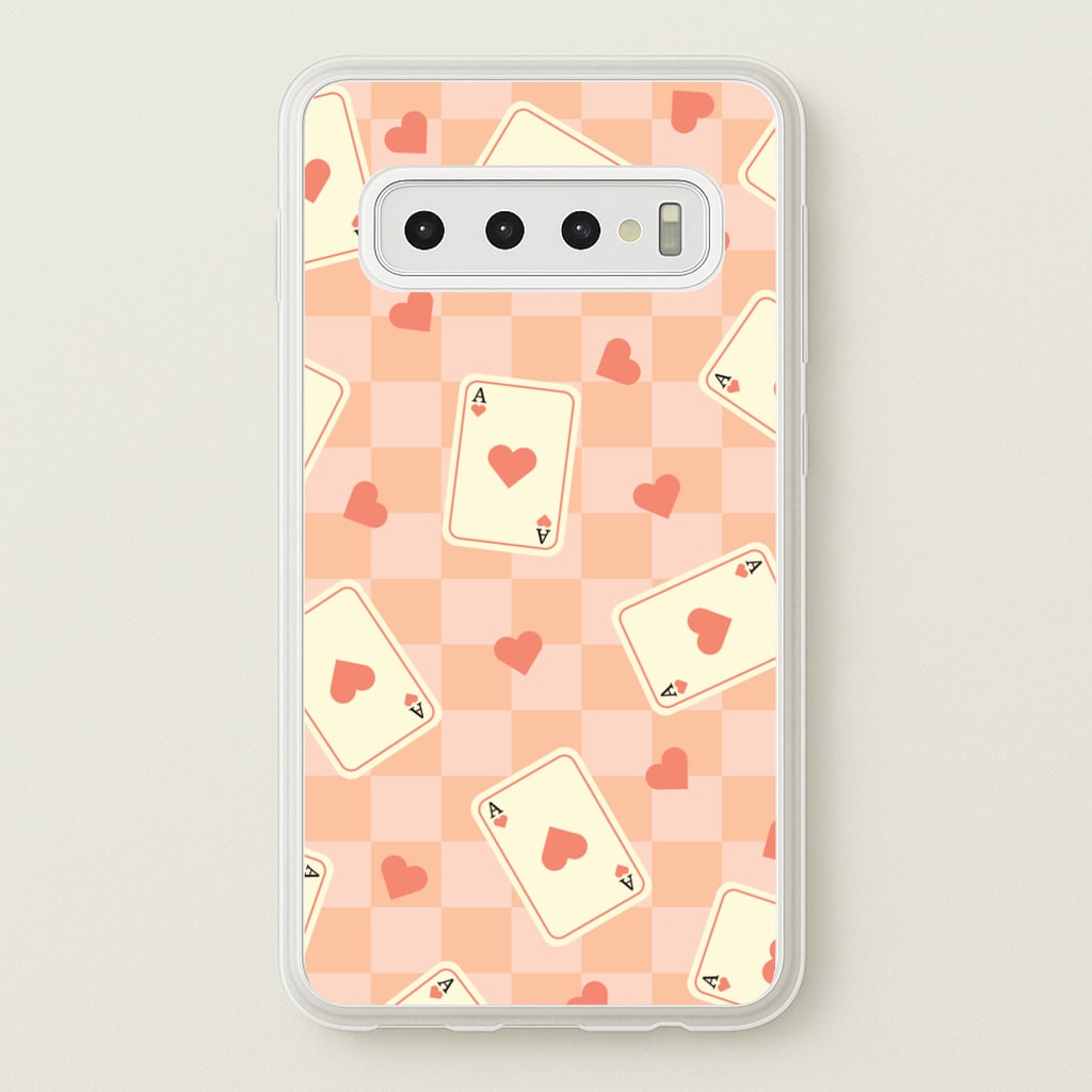 Cute Playing Cards And Hearts Pattern - Clean Girl Aesthetic Phone Case for Galaxy S10