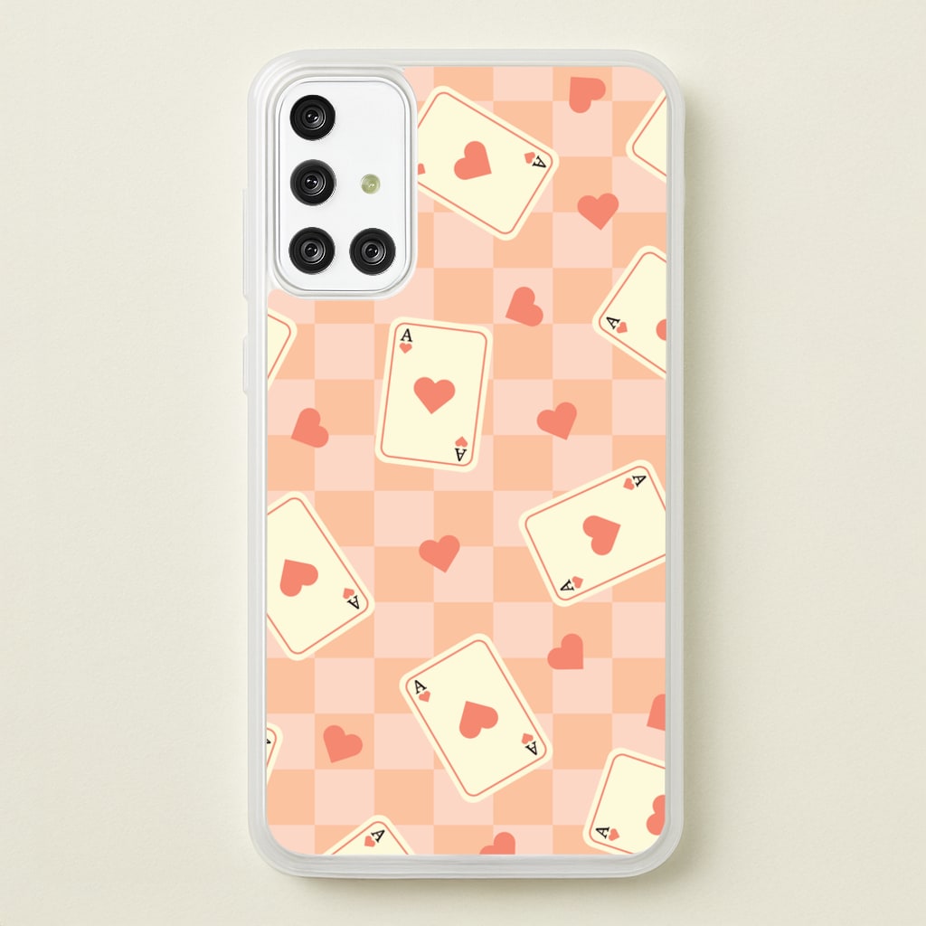 Cute Playing Cards And Hearts Pattern - Clean Girl Aesthetic Phone Case for Galaxy A71