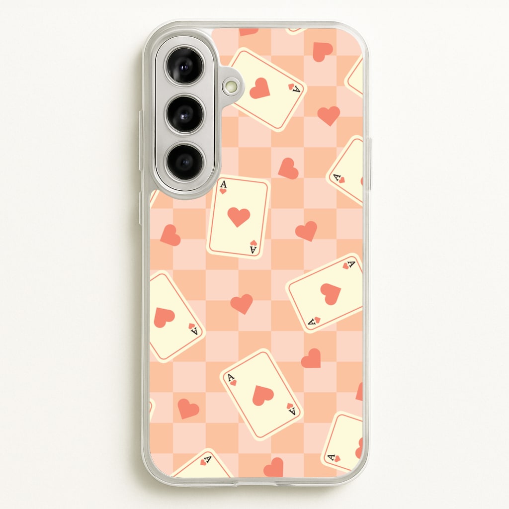 Cute Playing Cards And Hearts Pattern - Clean Girl Aesthetic Phone Case for Galaxy A56