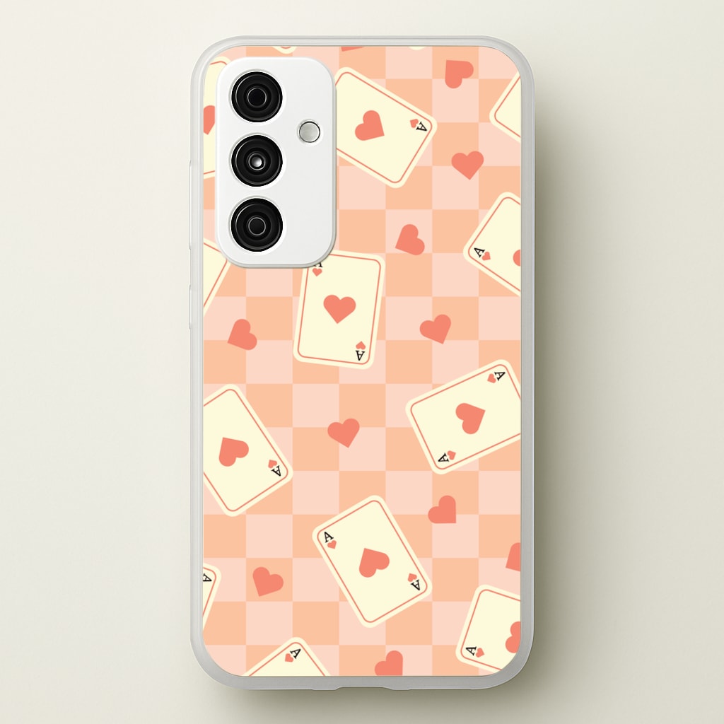 Cute Playing Cards And Hearts Pattern - Clean Girl Aesthetic Phone Case for Galaxy A35