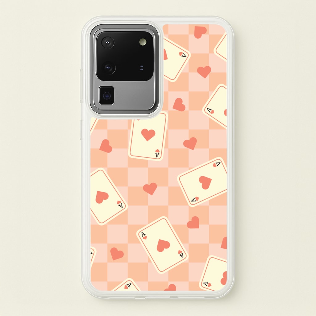 Cute Playing Cards And Hearts Pattern - Clean Girl Aesthetic Phone Case for Galaxy S20 Ultra