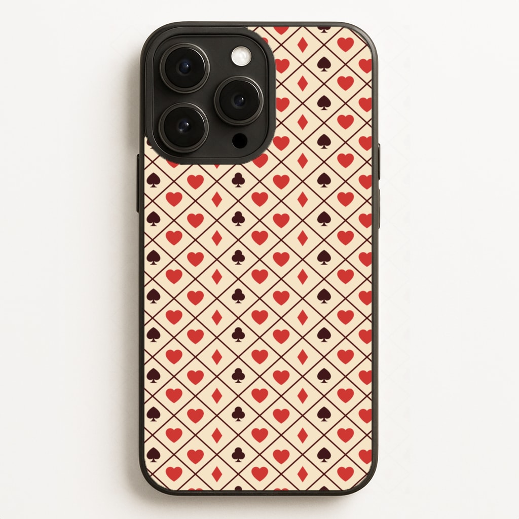 Zig-Zag Card Suits Pattern - Clean Girl Aesthetic Phone Case for iPhone 16 Pro Max