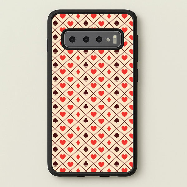 Zig-Zag Card Suits Pattern - Clean Girl Aesthetic Phone Case for Galaxy S10 Plus