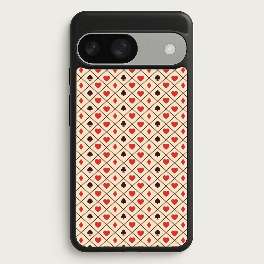Zig-Zag Card Suits Pattern - Clean Girl Aesthetic Phone Case for Google Pixel 9 / 9 Pro