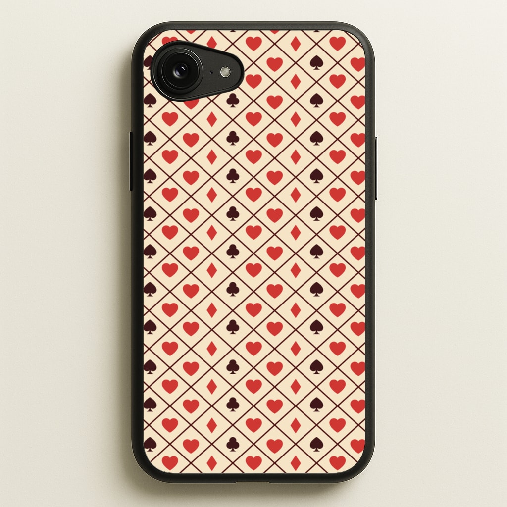 Zig-Zag Card Suits Pattern - Clean Girl Aesthetic Phone Case for iPhone 16e