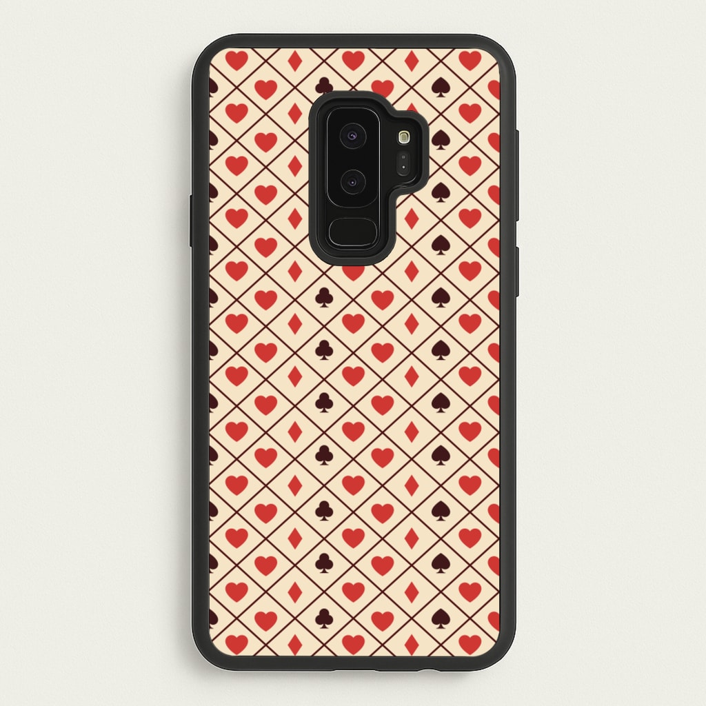 Zig-Zag Card Suits Pattern - Clean Girl Aesthetic Phone Case for Galaxy S9 Plus