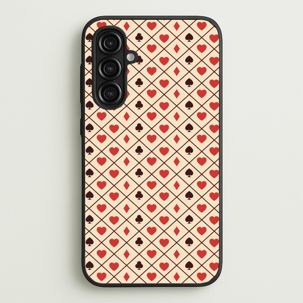 Zig-Zag Card Suits Pattern - Clean Girl Aesthetic Phone Case for Galaxy A16