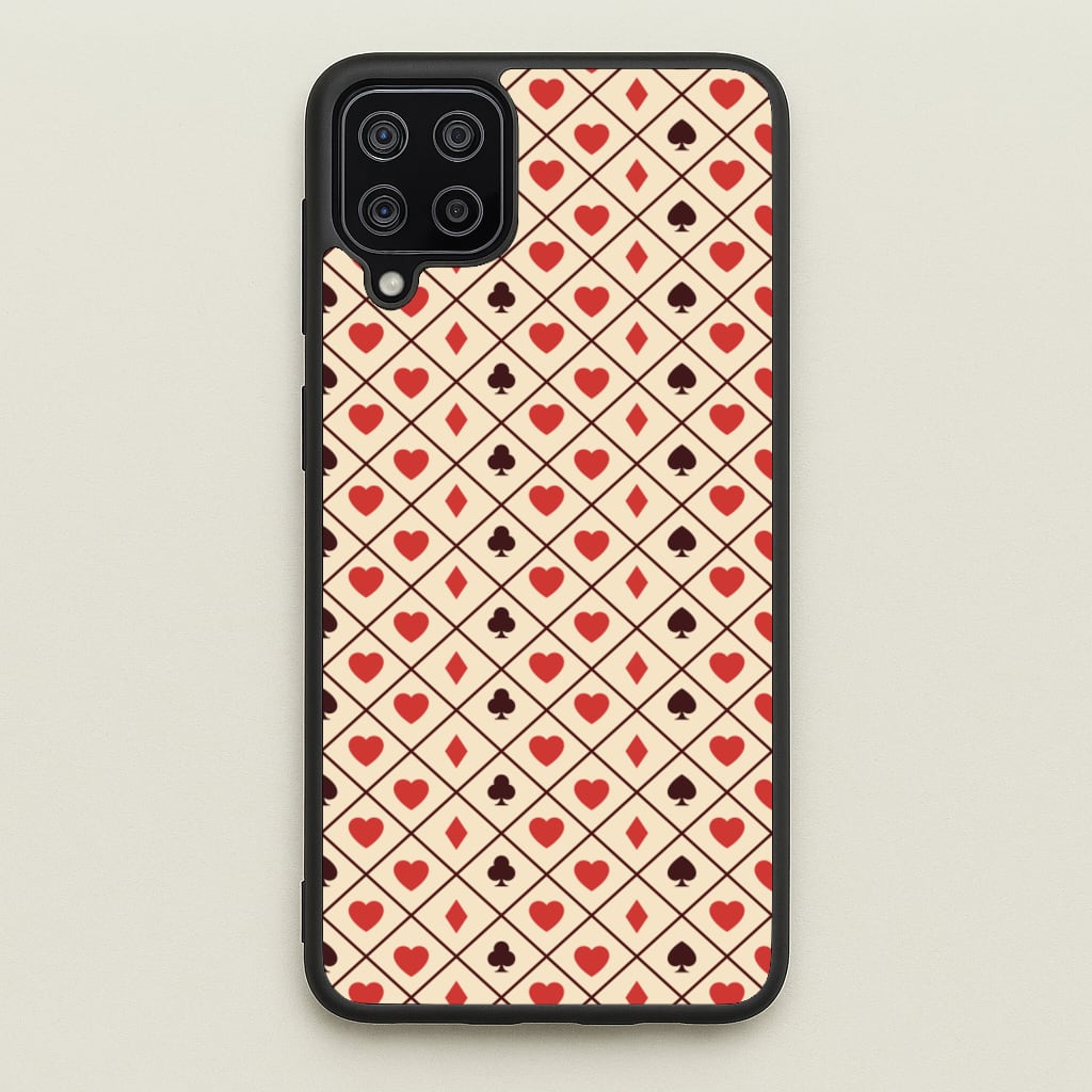 Zig-Zag Card Suits Pattern - Clean Girl Aesthetic Phone Case for Galaxy A12