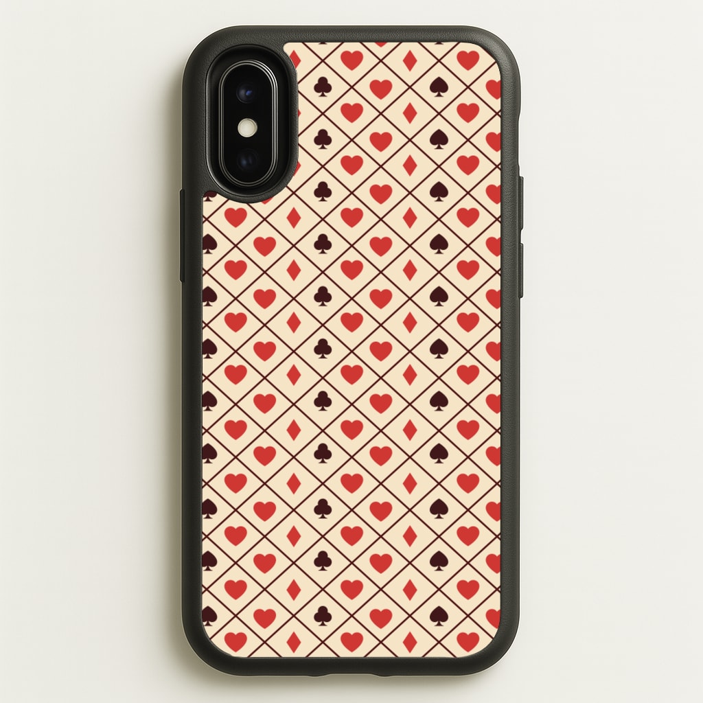 Zig-Zag Card Suits Pattern - Clean Girl Aesthetic Phone Case for iPhone X / XS
