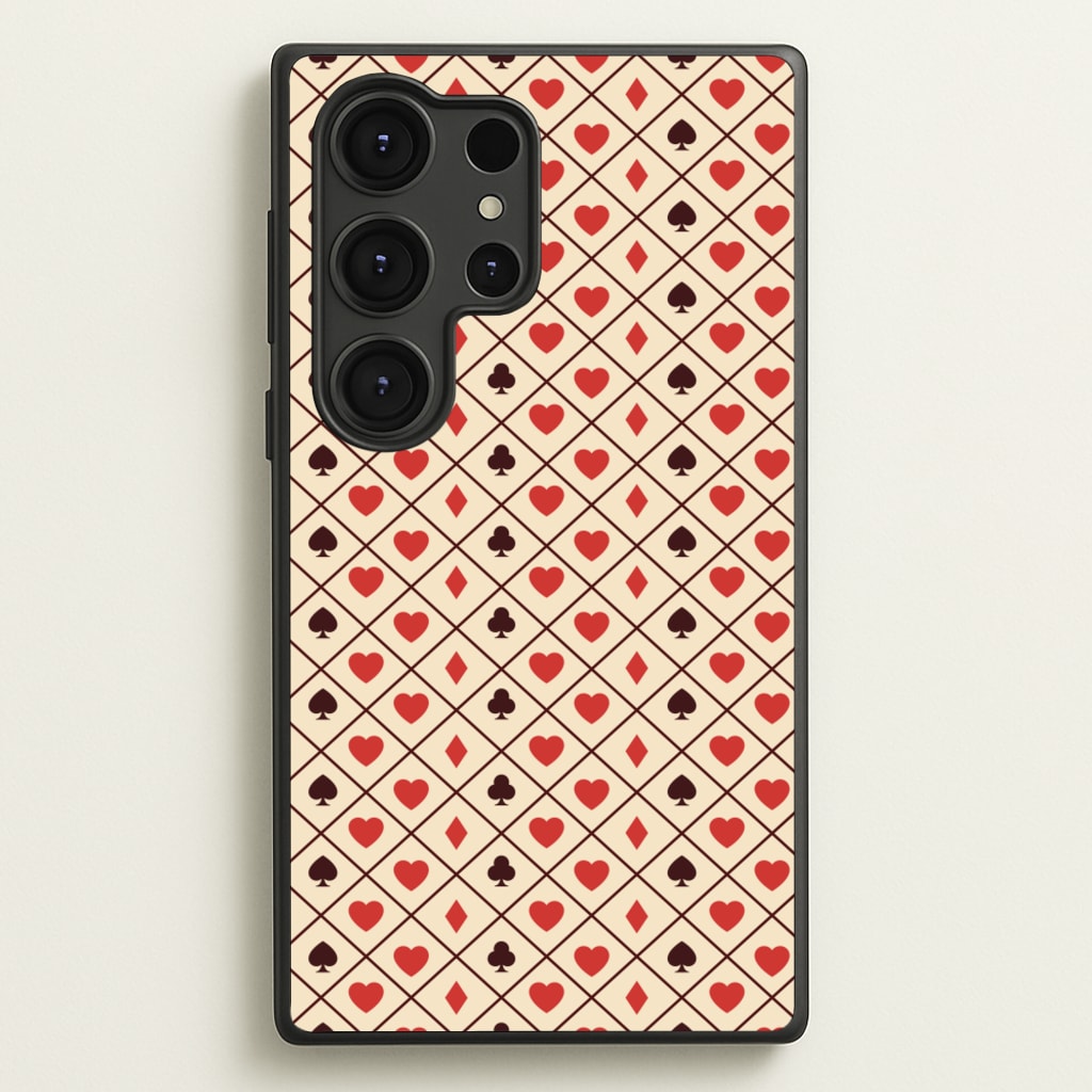 Zig-Zag Card Suits Pattern - Clean Girl Aesthetic Phone Case for Galaxy S25 Ultra