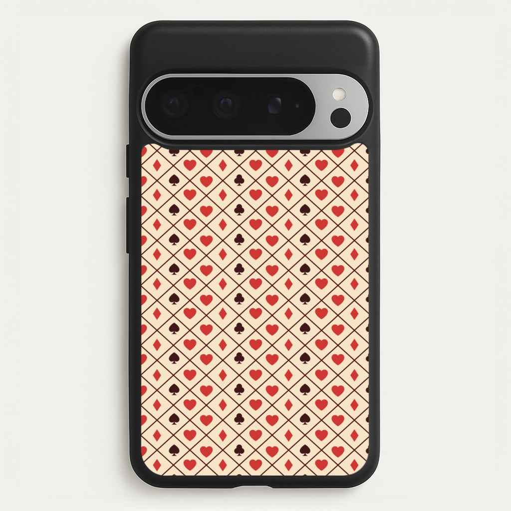 Zig-Zag Card Suits Pattern - Clean Girl Aesthetic Phone Case for Google Pixel 9 Pro XL
