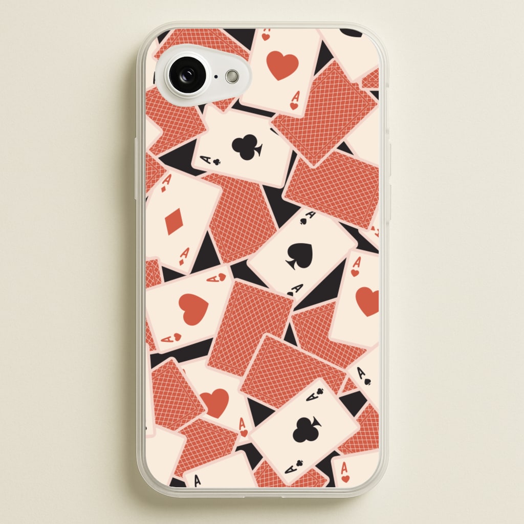 Playing Cards Collage Pattern - Clean Girl Aesthetic Phone Case for iPhone 16e